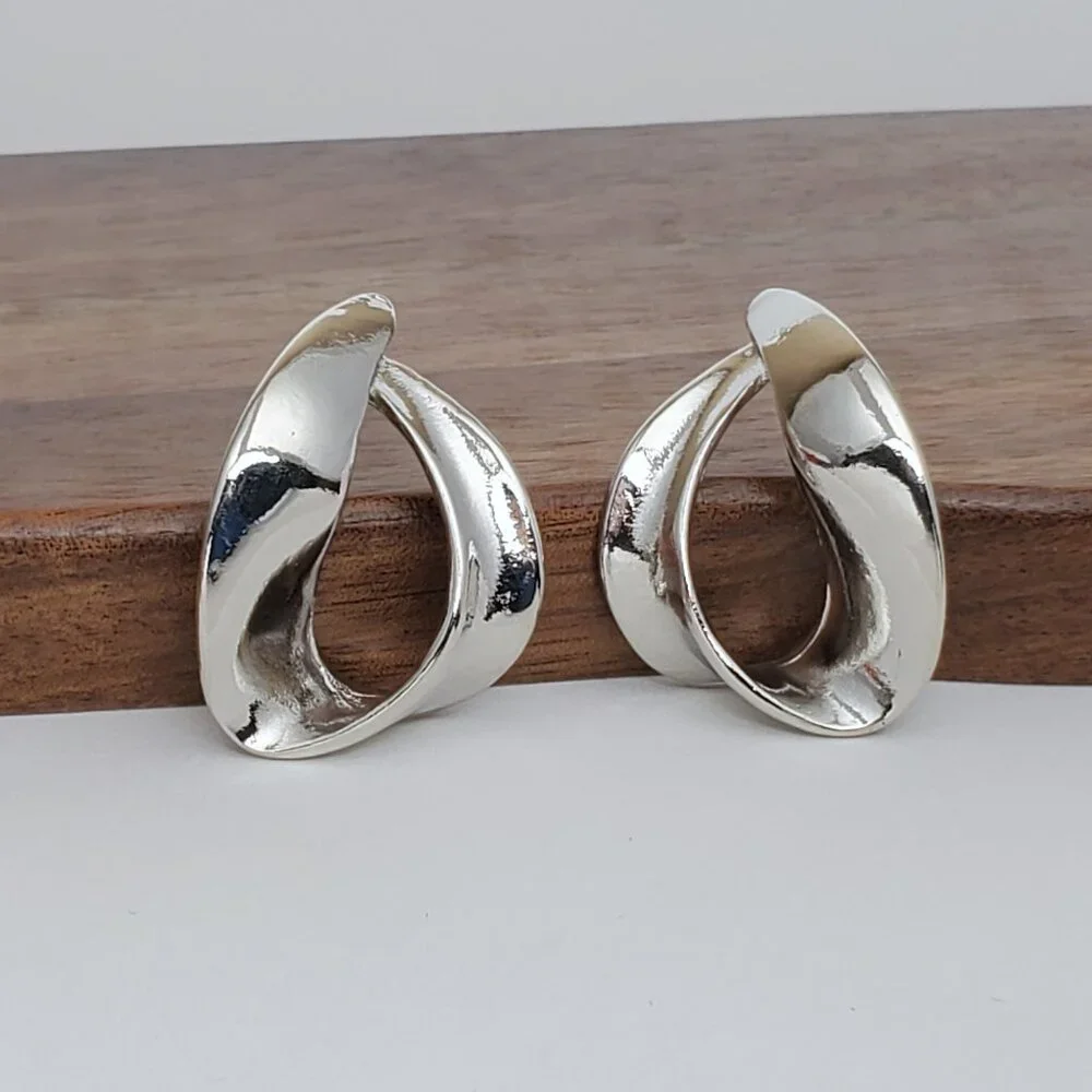 Solid 925 Sterling Silver Womens Twisted Wavy Hoop Earrings Ladies New Jewelry